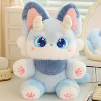 Cute Colour Big Tailed Phantom Fox Plush Toys Lovely Soft Stuffed Cartoon Animals Dolls Pillow For Birthday Christmas Gift 35cm mėlyna