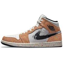 Air Jordan 1 Mid SE Brushstroke Paint Splatter Unisex Sneakers White Sail Black DA8005-100 41