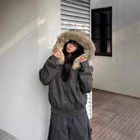 Rudeninės ir Žieminės Moteriškos Striukės Kailiniu Apykakle Parkos Paltai Vintažiniai Sutirštinti Vilnos Šilti Striukės Gatvės Drabužiai Harajuku Hip Hop Paminkštintos Striukės Viršutiniai Drabužiai S tamsiai pilka spalva