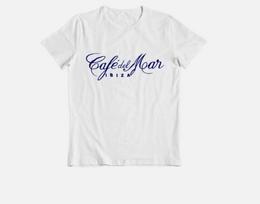 Café Del Mar Ibiza Klasikiniai vyriški marškinėliai su logotipu Balti marškinėliai San Antonio Muzikinė viršutinė dalis L