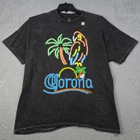 Corona BEER NEON SHIRT MENS Extra Large XL BLACK Tie Dye Parrot CERVEZA NWT S