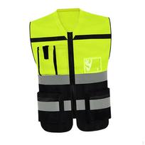 Šviesą atspindinti liemenė, gerai matoma vyriška, moteriška, su kišenėmis, užtrauktuku bėgimui Yellow Black L