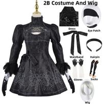 Nier Automata Cosplay Kostiumas Yorha 2B Seksualus Aprangas Žaidimų Kostiumas Moterims Vaidmenų Kostiumai Mergaitėms Helovino Vakarėlis Išgalvotas Kostiumas L-(Full set+wig)