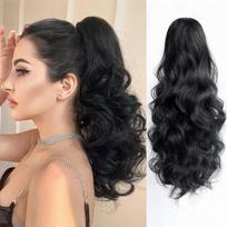 MISS WIG sintetinis ilgas letenas, banguotas garbanotas perukas su uodega, priauginamas kasdienis pūkuotas ponio uodegos plaukų gabalas moterims 40cm