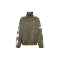 Adidas Originals Šoninės Juostelės Retro Sportinė Striukė Su Stovu ir Užtrauktuku Ilgomis Rankovėmis Unisex Striukė Alyvuogių Žalia JI7534 L gray