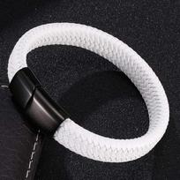 Mada Vyriškas Apyrankės Bangles Balta Pintos Odos Madingas Plieno Užsegimas Vyriški Moteriški Papuošalai Dovana 165mm juoda