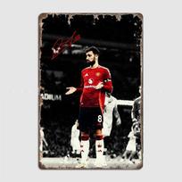 Bruno Fernandes Manchester Futbolo Žaidėjas Metalinis Plakatas Ženklas Sporto Salė Klubas Sieninė Tapyba Senovinis Baras Sienos Kambario Dekoracija Namų Dekoras 7.9x11.8In(20x30cm) black