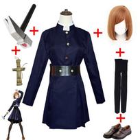 Anime Jujutsu Kaisen Cosplay kostiumas suaugusiems Yuji Itadori Kugisaki Nobara Prop Hammer Perukas Gojo Satoru uniforma moterims L-(Full set+wig)