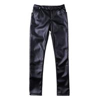 Plonos odinės kelnės Vyriškos motokelnės pavasario vasara mados spalvos Elastinės Slim Fit PU kelnės Neperšlampamos vandeniui vyriškos apatinės 28 juoda