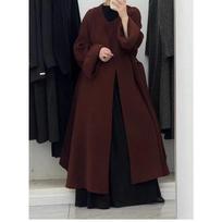 New Winter Style Lazy Style Double-sided Wool Solid Color Korean Round Neck Tie Slimming Autumn Wool Coat Long Coat S