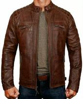 Avikailio odinė striukė Bikeris Motociklininko Originali Ruda Slim Fit Striukė Vyrams S ruda