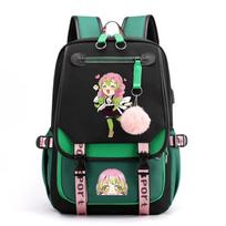 Miela Kanroji Mitsuri kuprinė Nauja paaugliams Lauko gatvės Anime kuprinė Aukštos kokybės USB kuprinė Kanroji Mitsuri kuprinė žalia