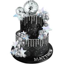 Disco Ball Cake Topper Mirror Balls Cake Decorations with Silver Stars Cake Topper for 70s 80s Disco Dance Party Supplies