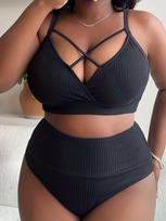 Moteriški vienspalviai maudymosi kostiumėliai, dviejų dalių paplūdimio apranga Bikini Tankini plius dydžio maudymosi kostiumėliai 4XL rožinė