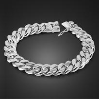 Originalios tikros 100 % 925 sterlingų sidabro apyrankės vyriškos 13,5 mm kubietiškos grandinės 7,5–10 colių kieto sidabro punk dailių papuošalų dovana 7.5 inches