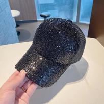 Madinga ir spalvinga blizgučių beisbolo kepuraitė Laisvalaikio apsauga nuo saulės kepuraitė moteriai Kvėpuojanti tinklinė kepuraitė Lauko kelionėms snapelis adjustable juoda