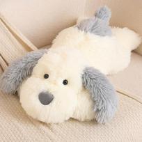 70/80/105CM Ilgaplaukis Šuo Pliušiniai Žaislai Iškamšytos Minkštos Gyvūnų Lėlės Gulintis Šuniukas Mieli Gimtadienio Kalėdiniai Dovanos 70cm balta