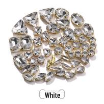 Rankomis siuvinėti mišrūs krištoliniai stiklo cirkoniai su griebtuvais vestuvinei suknelei ir apyrankės aksesuarams White Base Mixed Claw Stones (Random Mix 50 pcs) balta