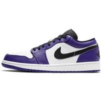 Air Jordan 1 Low Court Purple Vyriški sportbačiai Balti Juodi 553558-500 41