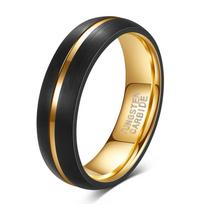 Juodo aukso 6MM volframo plieno žiedas Titano vestuvinis žiedas Unisex mados papuošalas No. 6