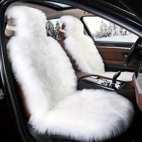 Žieminė automobilio sėdynės pagalvėlė - Pliušinis dirbtinės avikailio užvalkalas, Minkštas putų užpildas, Šilta, Neslystanti vairuotojo/keleivio sėdynė, Nešiojama, Suspaudžiama, Su nuimamu užvalkalu 1pc gryna balta spalva