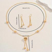 Gold-Plated Cross Necklace Set with Beaded Extension Chain, Arabic & Southeast Asian Style