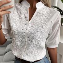 V formos iškirptė Madinga moteris Vintažiniai balti marškiniai Moteriška Palaidinė Žibintas Rankovės Blusas Vasarinės siuvinėjimo Medvilninės Moteriškos Palaidinės 24350 S oriono spalva
