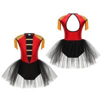 Vaikų Mergaičių Cirko Ringmasterio Magiškoji Kostiumas Berankovė Gimnastikos Triko Tiutu Sijonas Helovino Teminis Vakarėlis Cosplay Rinkinys 5-6 Years raudona