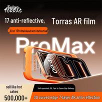 TORRAS AR Atspindėjimą mažinantis 3D lenktas grūdintas stiklas ekrano apsauga, skirta iPhone iPhone 17 Pro Max