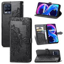 OPPO Realme 8 / 8 Pro 4G Dėklas su Mandala raižiniu, Horizontaliai atverčiamas, Odinis, su Laikikliu, Kortelių Lizdais, Pinigine ir Dirželiu(Violetinė) For OPPO Realme 8 / 8 Pro 4G juoda