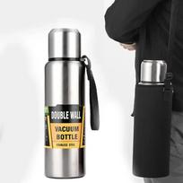 500/1000/1500 ml nerūdijančio plieno termosas, didelės talpos vakuuminė kolba, nešiojamasis izoliuotas stiklainis su virviniu termo buteliu 500ml