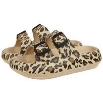 madingi leopardiniai minkšto paduko šlepetės pagalvėlės moterims, dvigubo dirželio storos platformos debesų šlepetės, moteriškos vasarinės neslystančios šlepetės 38-39 leopardas