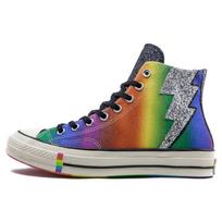Converse Chuck 1970S Pride aukšti batai su vaivivorinės žaibo blizgučiais, aukšti espadrilės, unisex, spalva 36