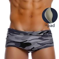 Camo vyriškos maudymosi kelnaitės Sexy Bikini maudymosi kostiumėlis, tvirtas maudymosi kostiumėlis su maišeliu M pilka