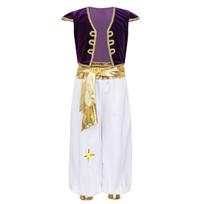 Vaikų berniukų arabų princo kostiumai, kepuraitė, rankovės, liemenė, liemenė su kelnėmis Helovino karnavalo Cosplay teminiam vakarėliui 3-4 Years violetinė