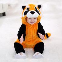 Kūdikių meškėno kostiumas Vaikų drabužiai Helovino Cosplay Pižama Gyvūnų vienpėdžiai Kigurumi Berniuko Mergaitės smėlinukas Apranga 73 oranžinė