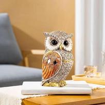1/2 VNT. Pelėdos Statulėlė Dervos Pelėdos Ornamentai Gyvūno Skulptūra Dervos Paukščio Statulėlė Šventiniai Darbalaukio Ornamentai Svetainei Namų Biurui B oranžinė