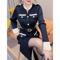 Large Size Small Fragrant Style Long Sleeved Women's Autumn and Winter New Fashion Style Slimming and Base Dresses L juoda
