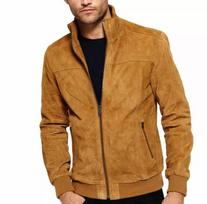 Bomber Real Soft Odinė Motociklininko Striukė Vyriška Smėlio Rudo Suede Odos Stilinga Rankų Darbo S