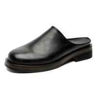 Mada Mada Kasdieniai Odiniai Mulai Šlepetės Vyrams Laisvalaikio Pasivaikščiojimo Sandalai Lauko Paplūdimio Šlepetės Batai Elegantiški Vyriški Verslo Batai Pusiau Šlepetės 38 juoda