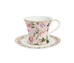 EASY LIFE porcelianinis puodelis su lėkštute "Chant des Roses", 200 ml