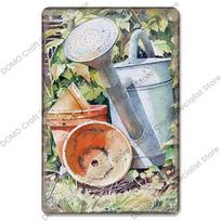 Metalinis sodo ženklas Retro gėlių dekoras 20x30 cm Lauko sienos menas