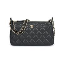 Chanel 25a Mahjong krepšys iš granuliuotos karvės odos su auksiniais metaliniais elementais Hobo Messenger tipo, nešiojamas per petį ar per kūną Moteriškas Juodas Basic+Dust Bag juoda