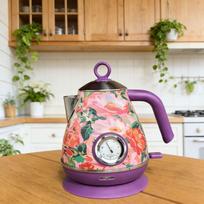 Retro rankomis tapytas prabangus virdulys su temperatūros indikatoriumi European Plug in Purple