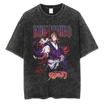 Demon Slayer Tokito Muichiro Vintažiniai skalbti Oversize Marškinėliai | Unisex Streetwear Viršutinė dalis L