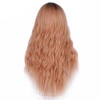 LISI HAIR Ombre Rudas blondinas perukas, ilgas banguotas vidurinės dalies kostiumas, Cosplay Party Sintetinis perukas moterims Afro karščiui atsparus pluoštas