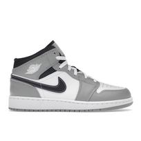 Air Jordan 1 Mid GS Light Smoke Grey Vaikams Sportbačiai Balti Antracito 554725-078 35.5
