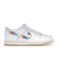 Nike Dunk Low GS Rainbow Lace Swoosh Vaikams Sportbačiai Balti Daugiaspalviai-Tamsūs-Pony Šviesiai Sidabriniai FN4861-100 35.5