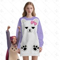 KPop Demonų Medžiotoja Mira Cosplay Violetinė Pižama Galvos Apdangalas Baltas Lokys Pižama Moteriški Pižaminiai Drabužiai Helovino Karnavalo Šventės Apranga XS