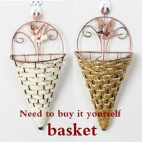 Decorative flowers hanging wall artificial fake silk violet orchid rattan basket vine basket